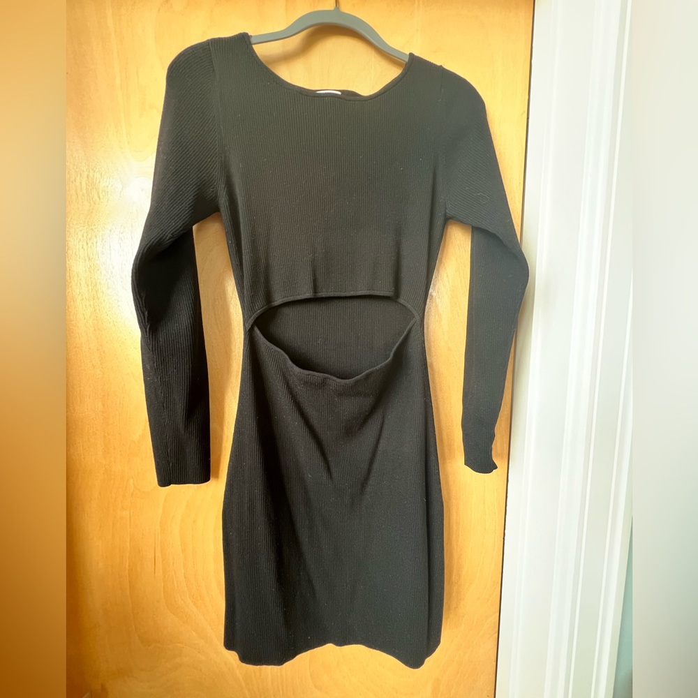 Aritzia Cut-Out Knit Longsleeve Mini Dress